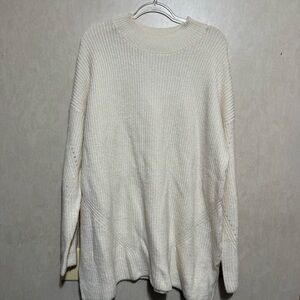 Old Navy Cream Ribbed Knit Cozy Mock Neck Sweater